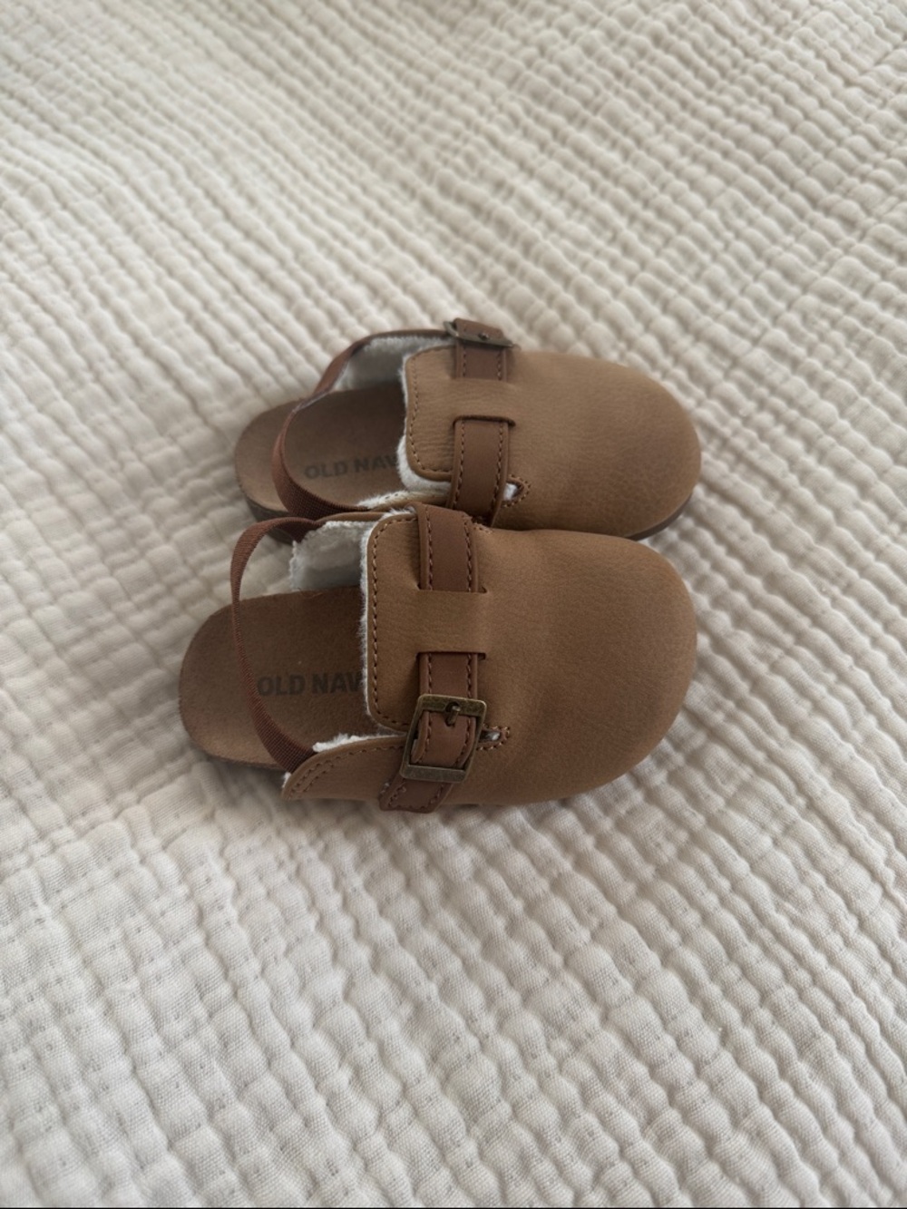 Old Navy Tan Baby Slip-On Faux Leather Buckle Shoes